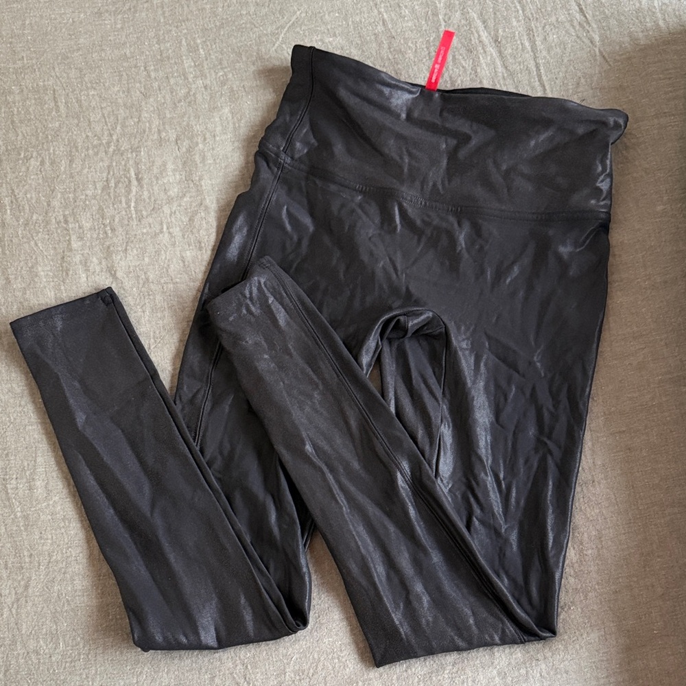 SPANX Black Faux Leather Legging (sorry re: wrinkles, was in a drawer- not worn)